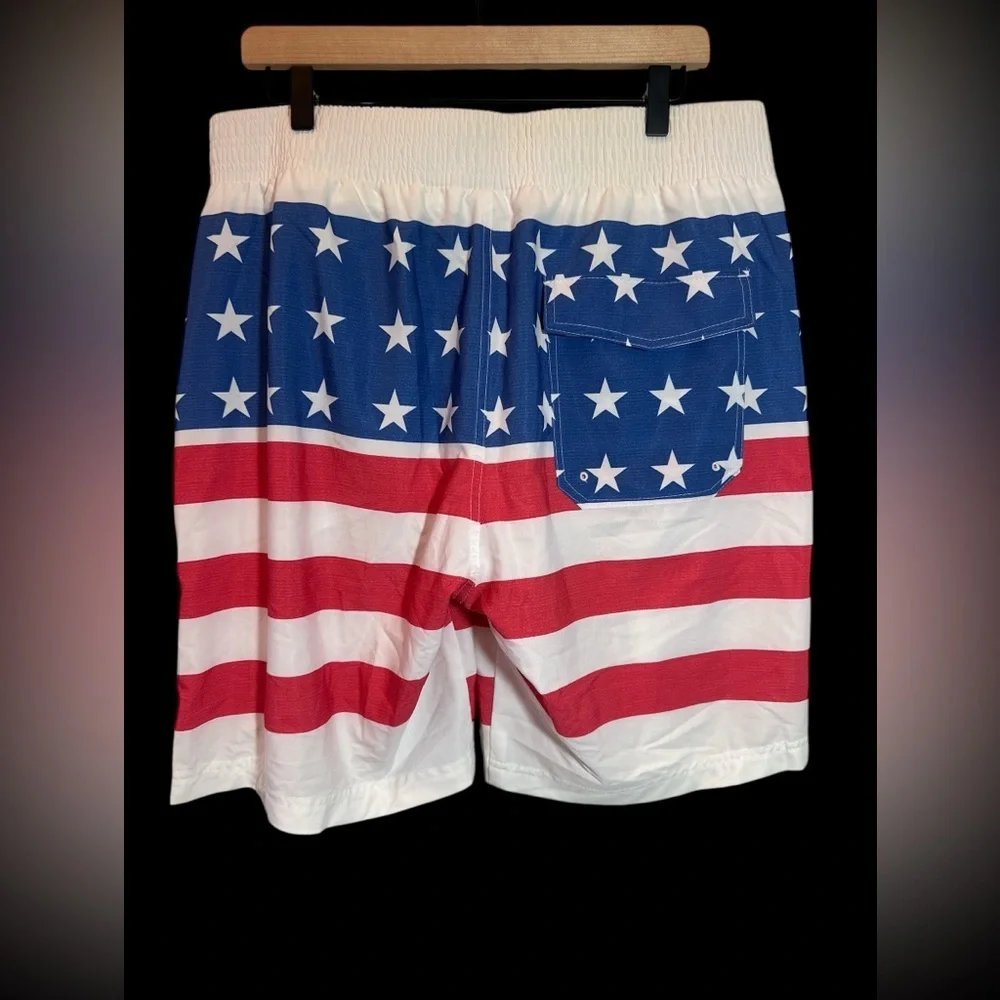 Chicago Cubs Men's Red White Blue Stars And Stripes Swim Board Shorts Size Lg